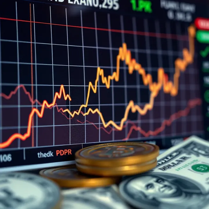 Graph depicting trends of US dollar and Pakistani rupee exchange rates over time