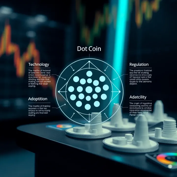 Key Factors Affecting Dot Coin Value Diagram illustrating key factors impacting Dot Coin market value including technology, adoption, and regulations