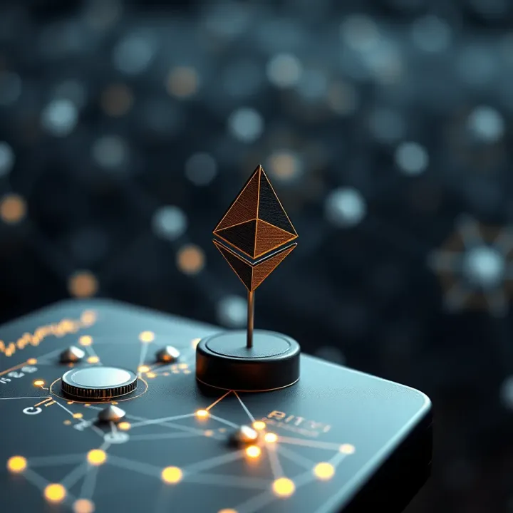 Blockchain network and Ethereum symbol representing technological advancements