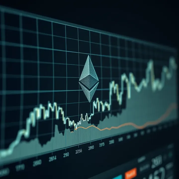 Graph showing Ethereum price fluctuations over time with trend lines