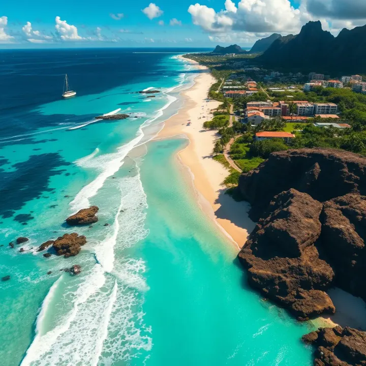 Aerial view of Kailua Beach showcasing turquoise waters and soft white sand along the coastline