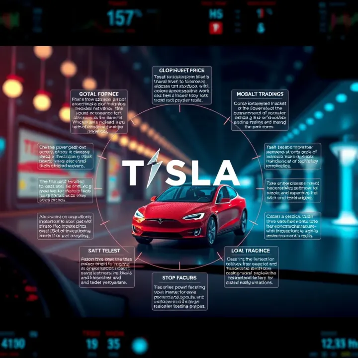 Diagram illustrating factors influencing Tesla stock price including global market trends and local investment aspects