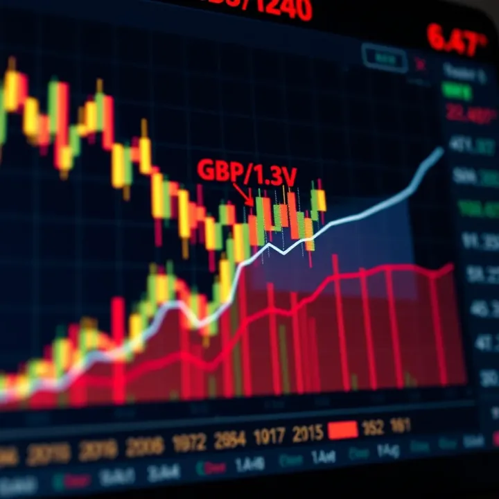 Graph showing recent trends and fluctuations of GBP against USD in forex market