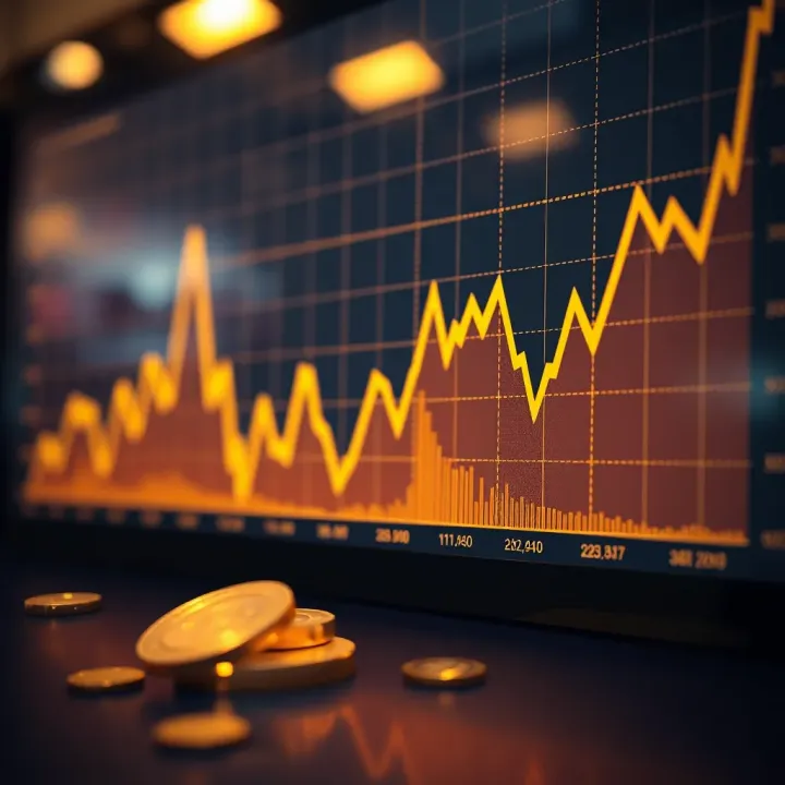 Graph showing trends and fluctuations in gold prices over time