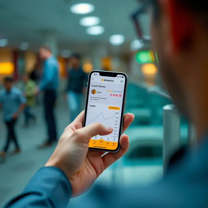 User navigating Binance app on smartphone to initiate withdrawal