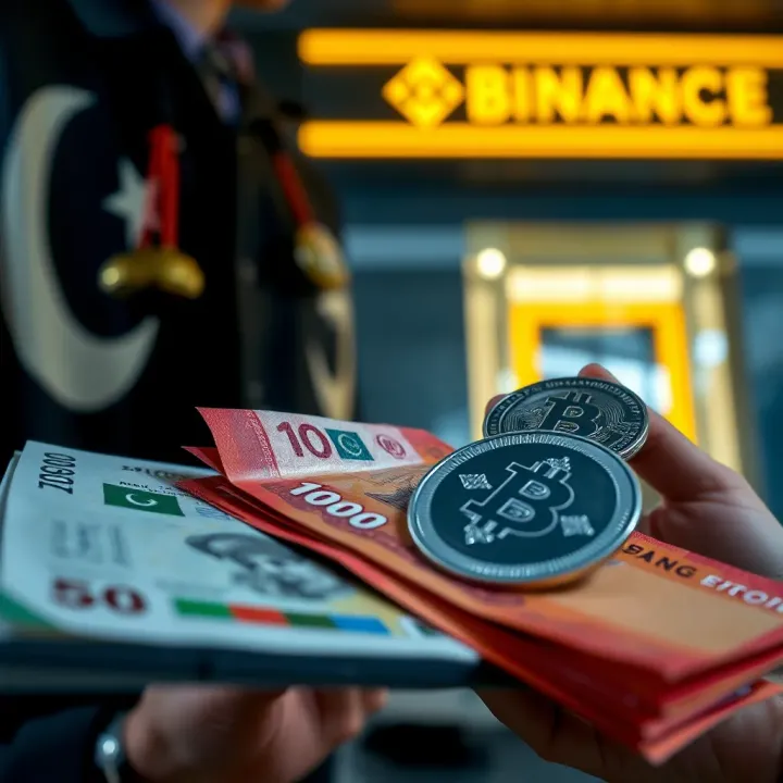 Pakistani banknotes and digital currency symbols illustrating secure money transfer
