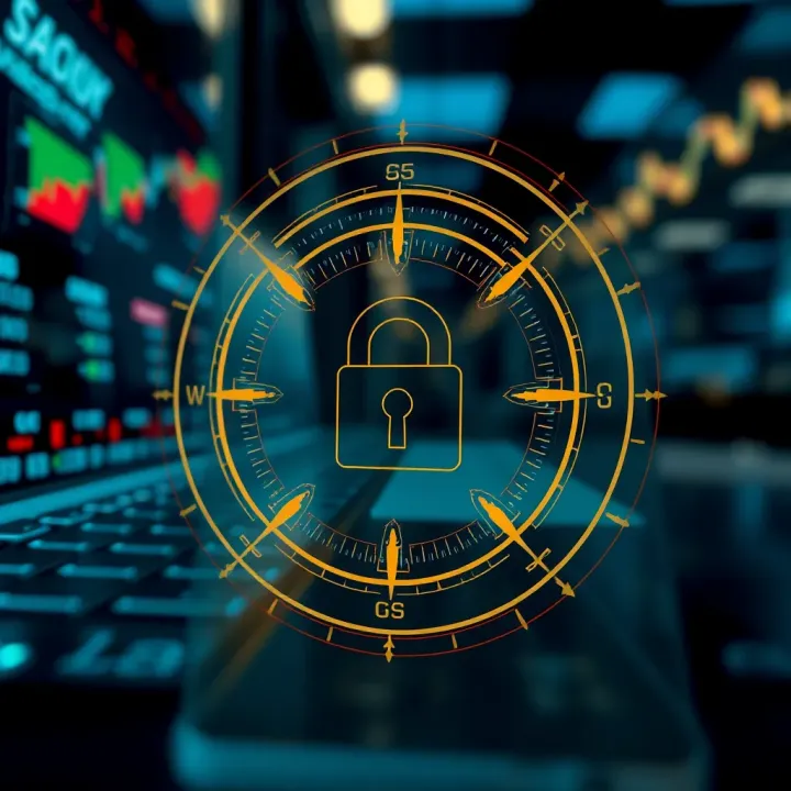 Illustration of secure digital transaction symbols representing online trading security measures