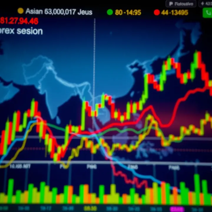 Graph illustrating key currency pairs and trading volumes during the Asian forex session