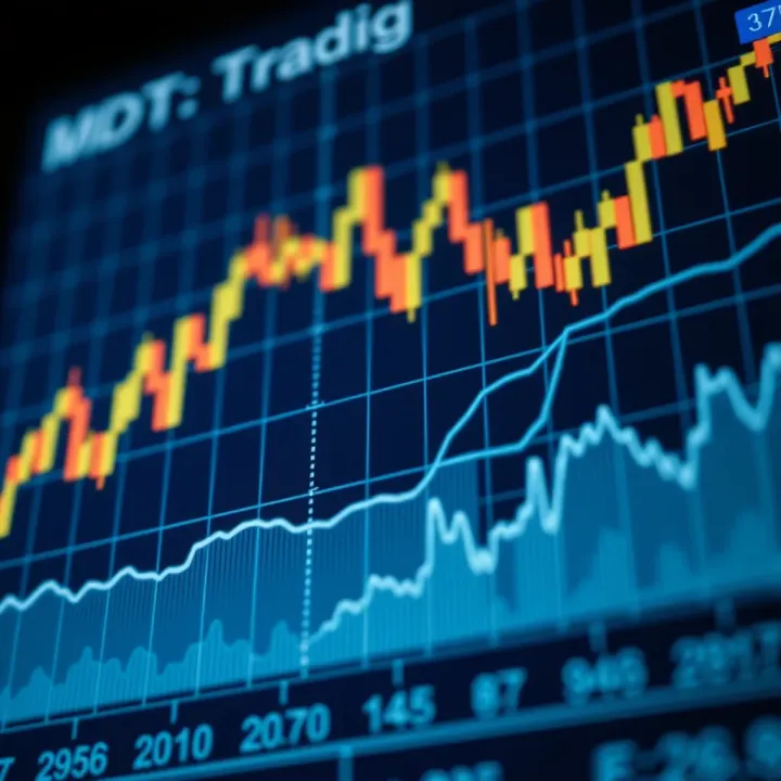 Graph showing MDT Coin price fluctuations and trend lines over time