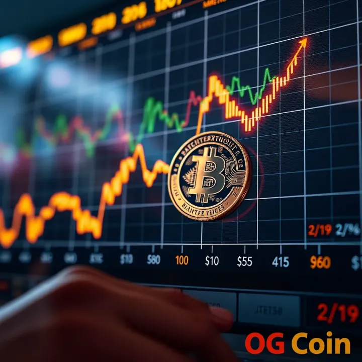 Graph showing upward and downward trends of OG Coin prices over time