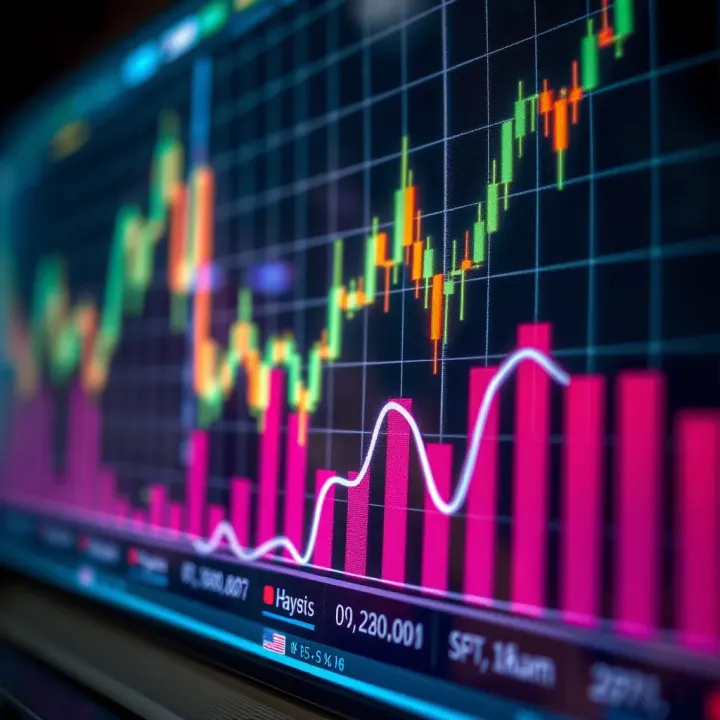 Graph showing currency exchange rates fluctuating over time