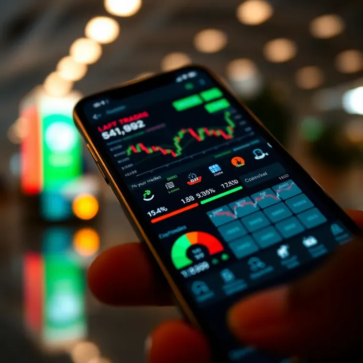 User interface showcasing various charts and trading options on a mobile device tailored for the Pakistani market