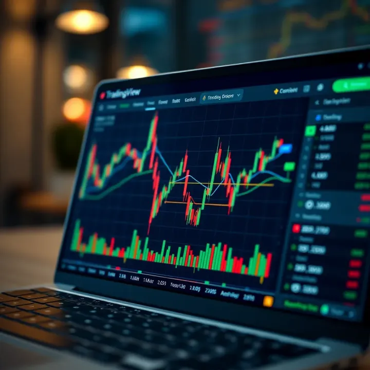 Broker Integration and Alert Customization in TradingView User interface of TradingView highlighting the integration of brokerage accounts and alert customization features