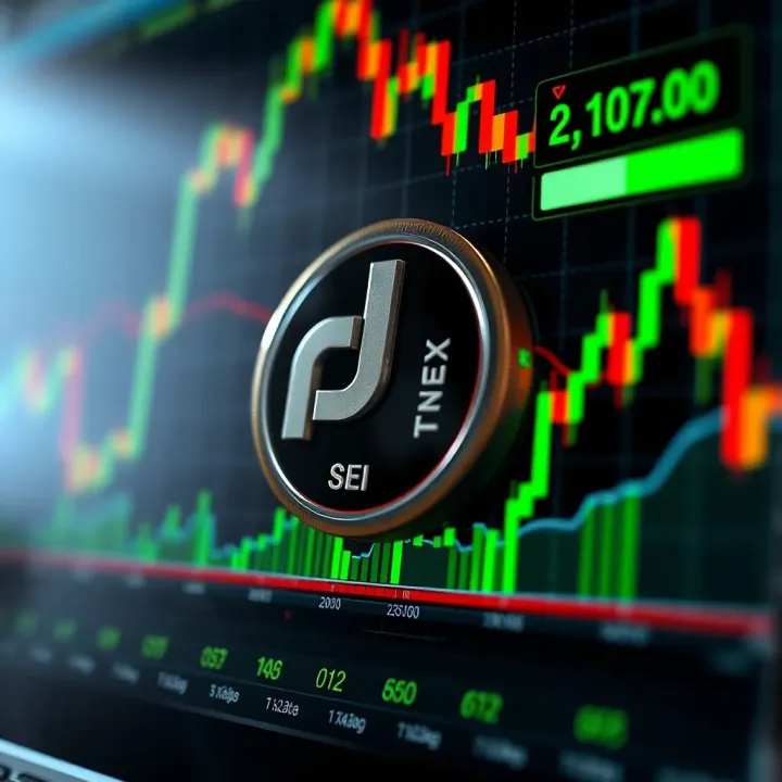Graph showing SEI token price fluctuations and market trends