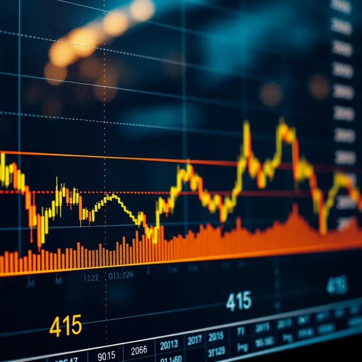 Graph showing Solana price fluctuations with market trend lines and volume indicators