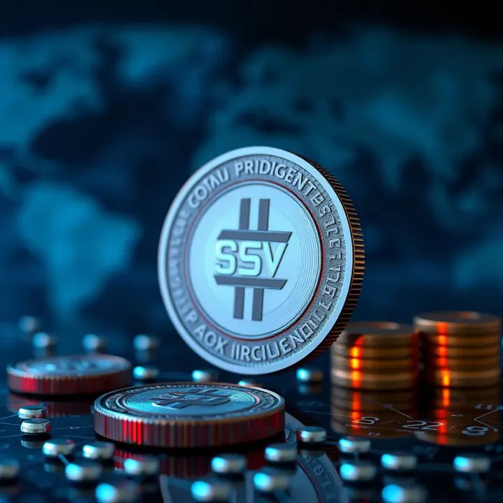 SSV Coin and Its Blockchain Infrastructure Digital representation of SSV Coin with blockchain network in background