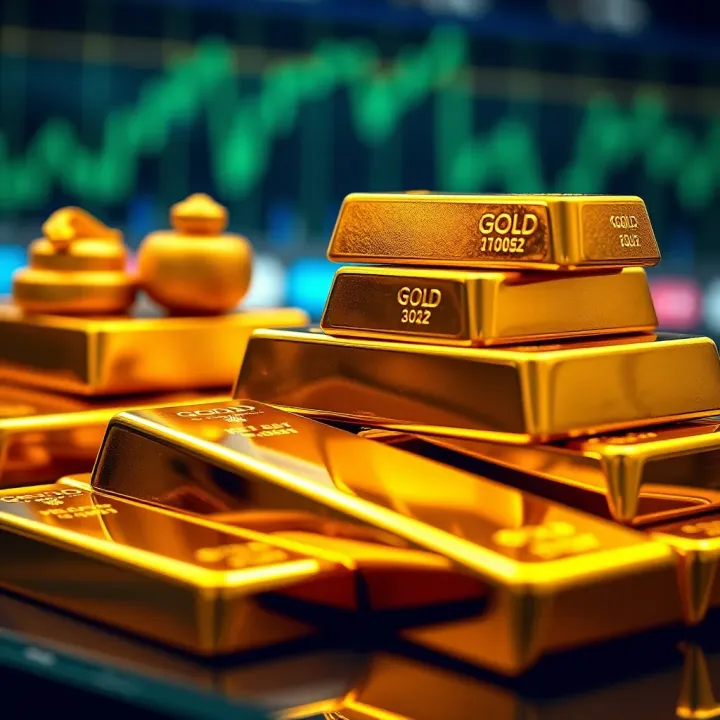 Gold Bars Representing Investment Value and Market Trends Close-up of gold bars stacked symbolizing investment value and market trends