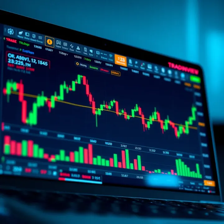 TradingView Binary Options Chart Analysis TradingView interface displaying detailed binary options chart with candlestick patterns and technical indicators