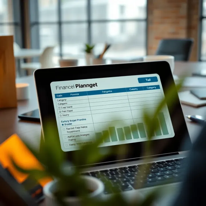 Illustration of a balanced budget planner with categories and financial goals