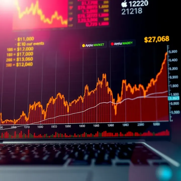 Apple Share Price Trends and Market Influences Graph showing Apple's share price trends over time with significant market events highlighted