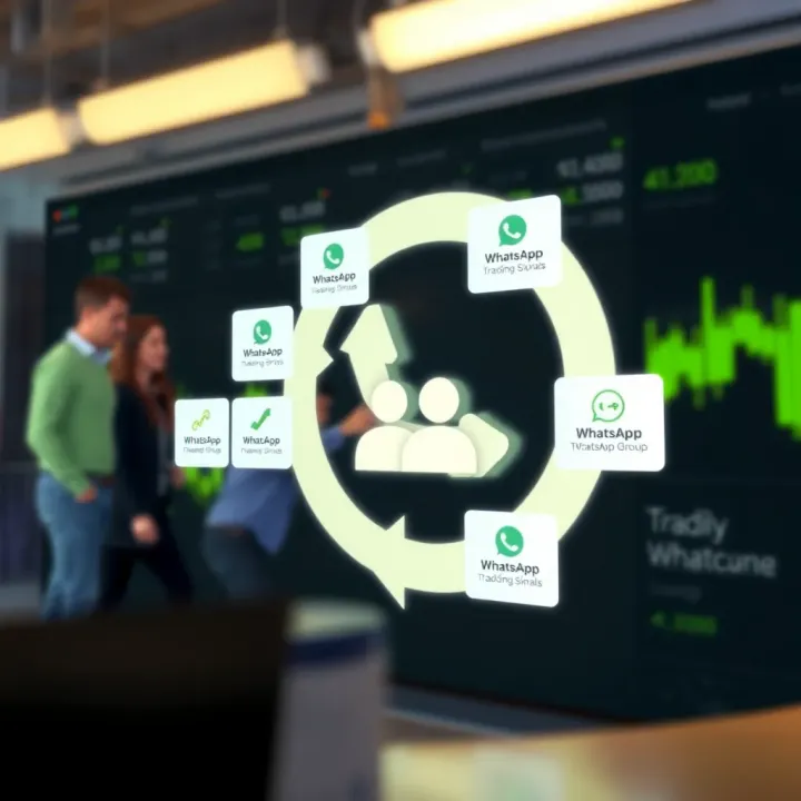Flow of Cryptocurrency Trading Signals in WhatsApp Groups Diagram illustrating the flow of cryptocurrency trading signals within a WhatsApp group