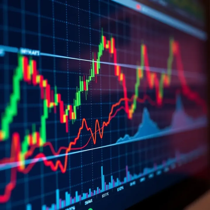 Illustration of various cryptocurrency chart patterns such as head and shoulders, triangles, and flags on a trading graph