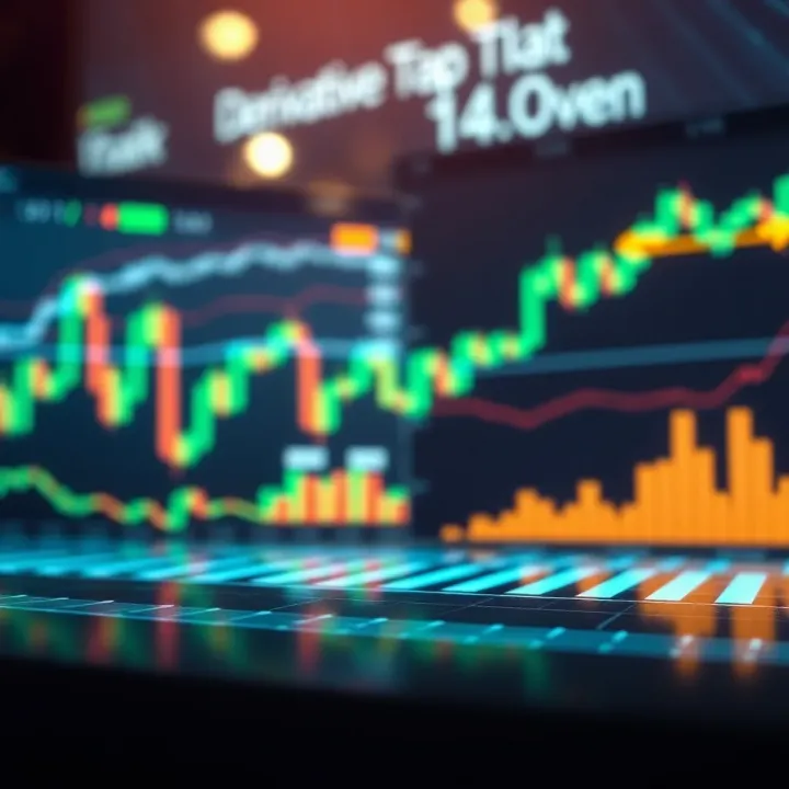 Conceptual illustration of derivative trading showing fluctuating graphs and financial assets