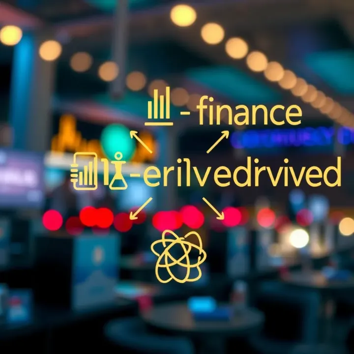 Multidisciplinary Applications of Derived Graphic showing symbols of finance, language, and science interconnected to represent the broad applications of the term derived