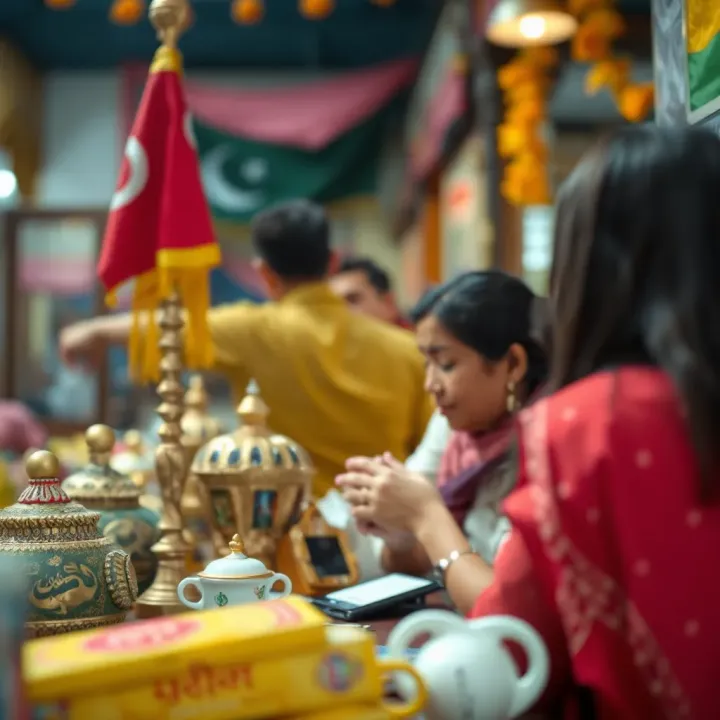 Pakistani cultural symbols illustrating the phrase's significance in social conversations