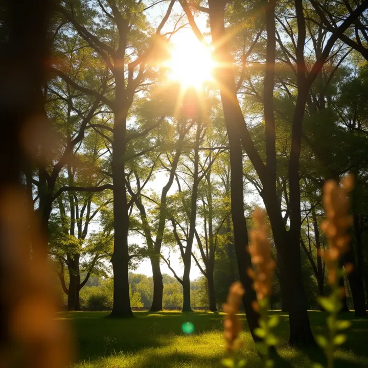 Sunlight filtering through trees symbolizing hope and spiritual growth