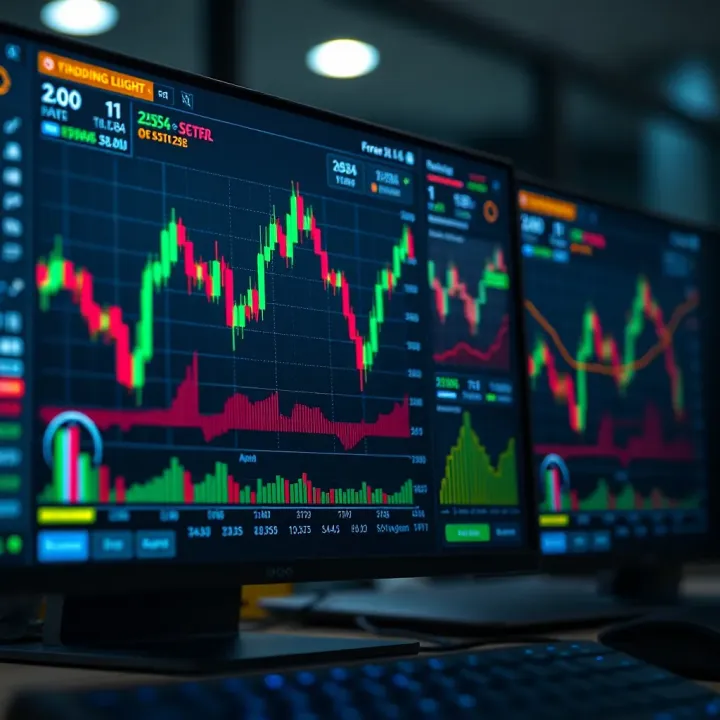 Interactive forex trading platform displaying currency charts and virtual account balance