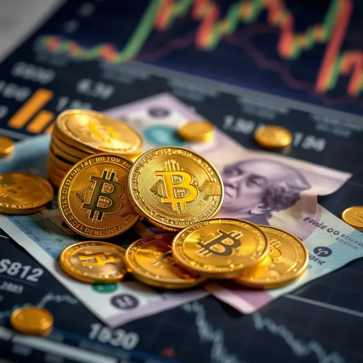 Golden coins and currency notes symbolizing the connection between precious metals and forex trading