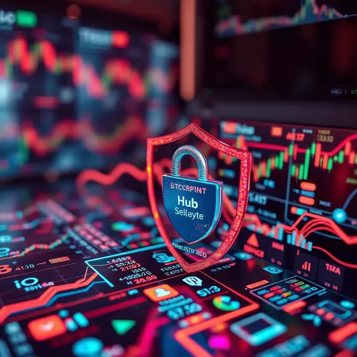 Secure Transactions and Protection in Hub Wallets Conceptual illustration of secure digital transaction with encrypted data and security shield
