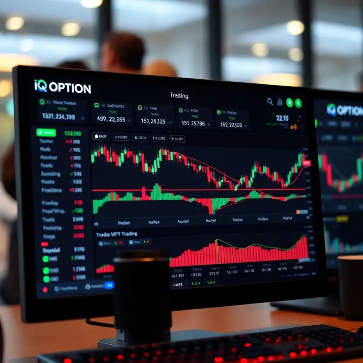 Interactive trading platform interface displaying various financial charts and trading options