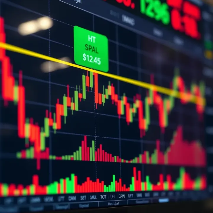 Graph showing trading signals on a digital financial chart
