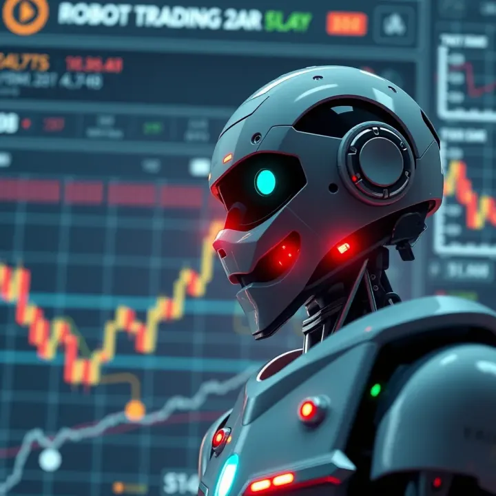 Conceptual graphic showing integration of robot trading with global financial markets