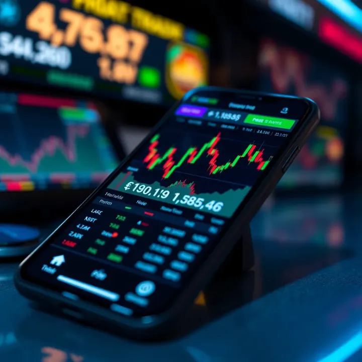 Forex Trading Display on Mobile Platform Forex currency exchange rates and graphs on a smartphone screen illustrating forex trading