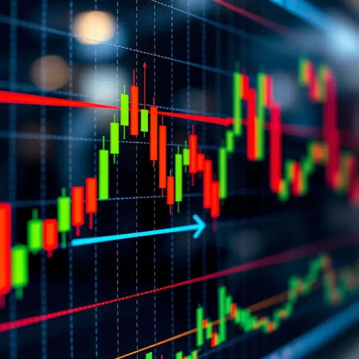 Candlestick graph showing bullish and bearish patterns in trading activity