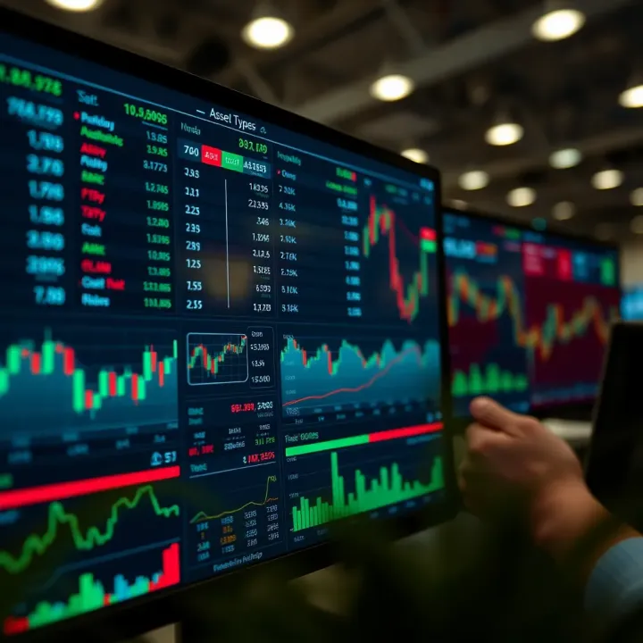 Interface displaying multiple asset types and market analytics for investor decision making