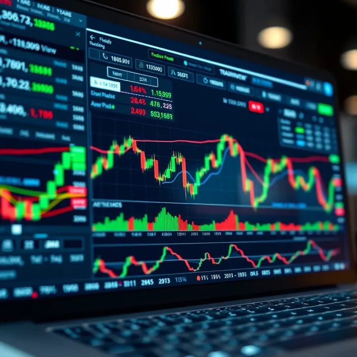 TradingView platform displaying various financial charts and technical indicators