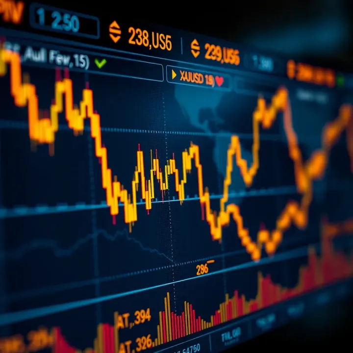 Real-time graph showing fluctuations in gold prices against US dollar on a digital trading platform