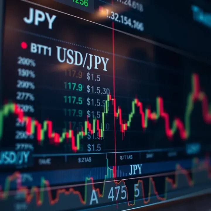 Graph showing USD/JPY exchange rate fluctuations influenced by economic indicators