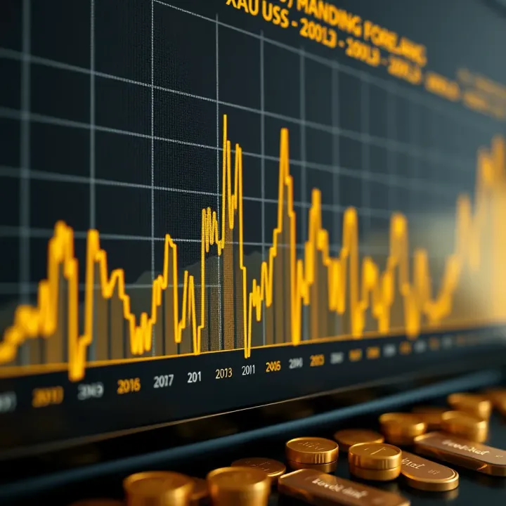 Graph showing recent trends in gold prices against the US Dollar